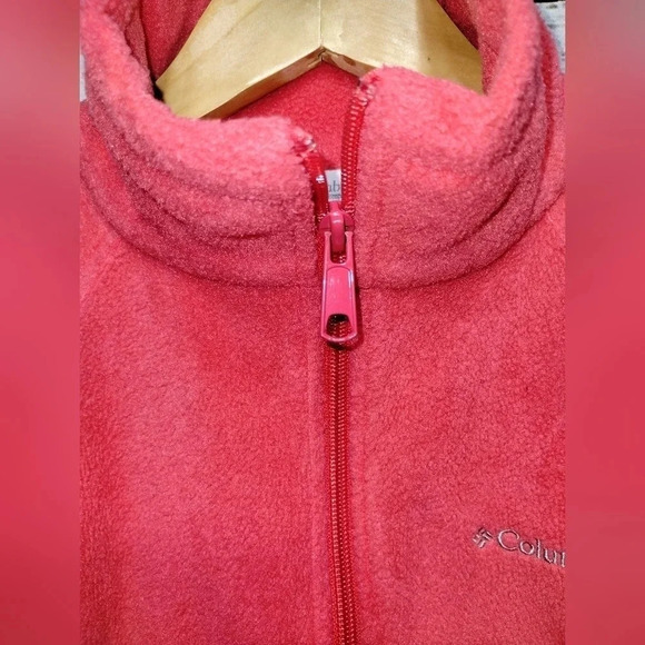 Columbia Fleece Peach Geranium Pink Zip Up Jacket size Small Performance Cozy - Picture 3 of 6